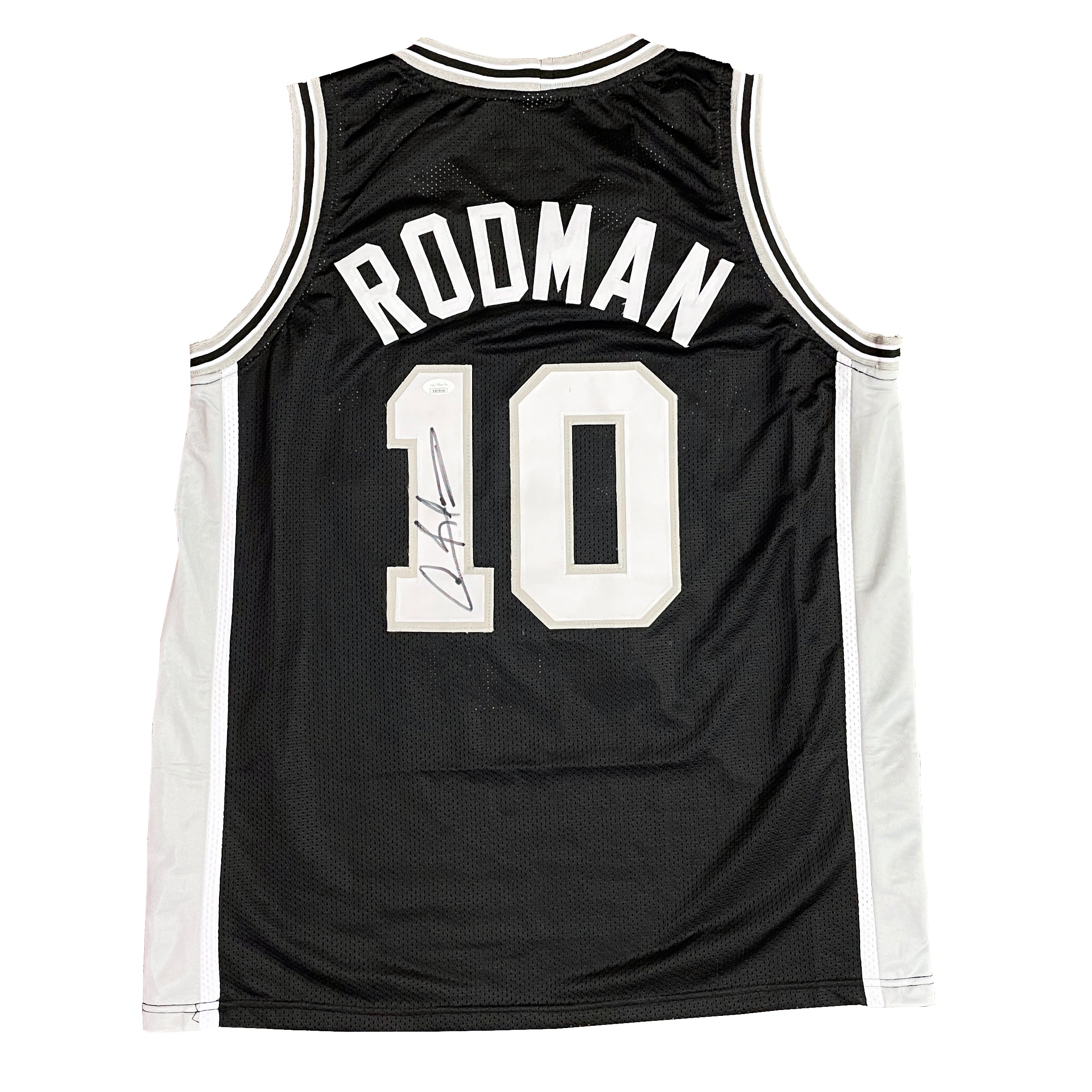 San Antonio Spurs Dennis Rodman Autographed Black Jersey JSA Stock #215732  - Mill Creek Sports