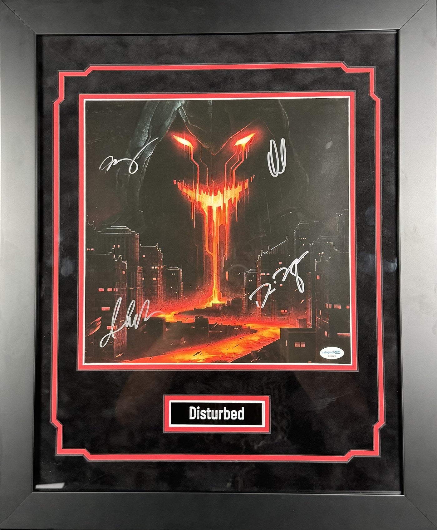 Disturbed Full Band Signed Vinyl Art Insert Custom Framed ACOA COA
