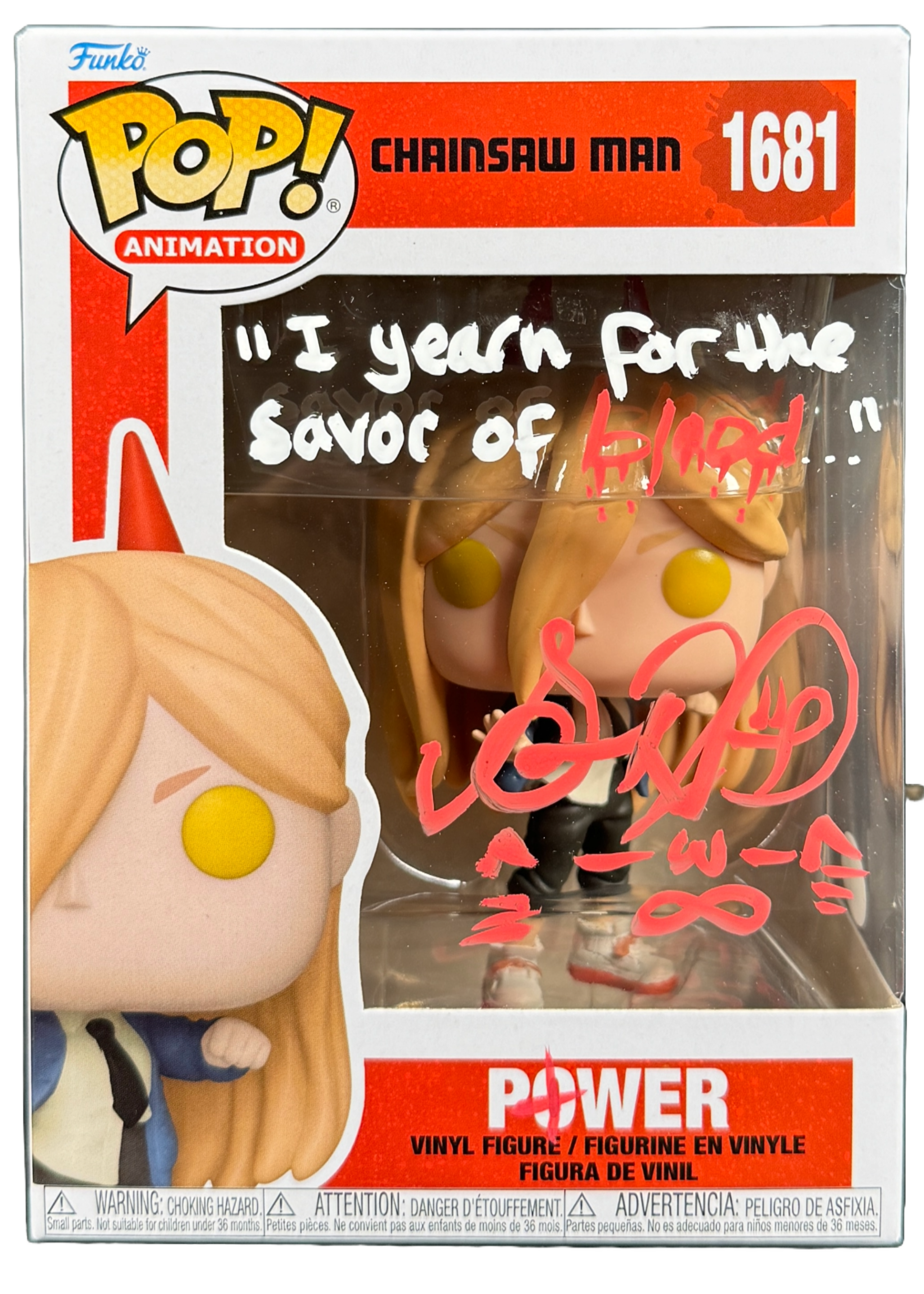 Sarah Wiedenheft Signed ChainSaw Man Power Funko Pop Autographed Sarah Wiedenheft Signed ChainSaw Man Power Funko Pop Autographed