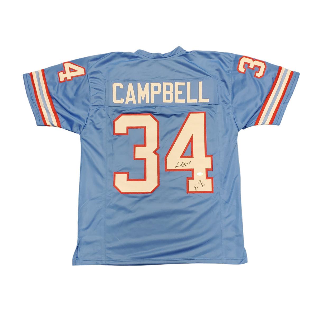 Autographed/Signed Earl Campbell Houston Blue Football Jersey JSA COA