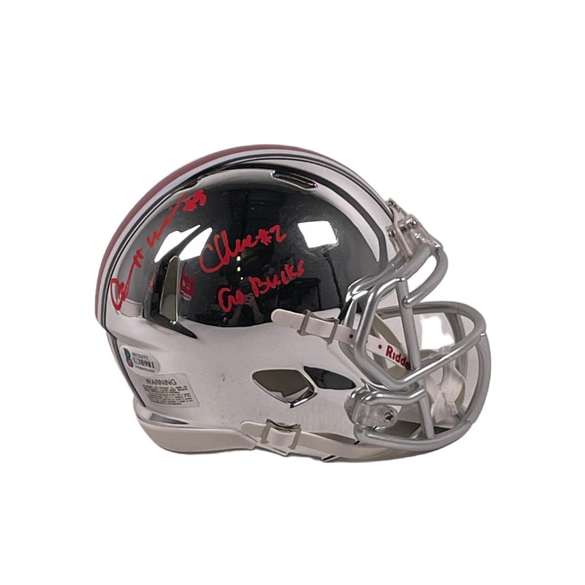 Garrett Wilson & Chris Olave Signed OSU Chrome Mini Helmet BAS COA