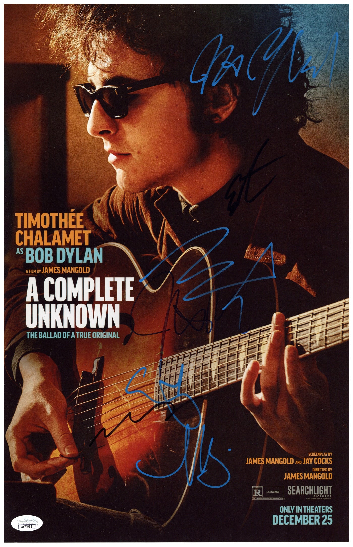 A Complete Unknown Cast Signed 11x17 Photo Timothée Chalamet Autographed JSA 2