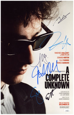 Image of A Complete Unknown Cast Signed 11x17 Photo Timothée Chalamet Autographed JSA COA