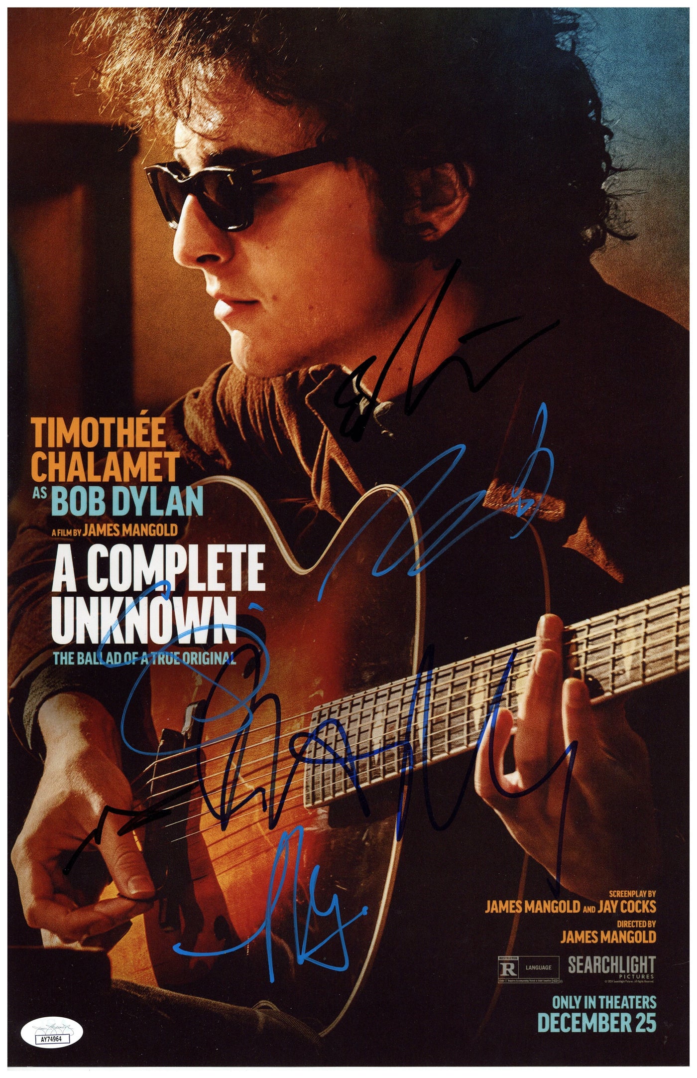 A Complete Unknown Cast Signed 11x17 Photo Timothée Chalamet Autographed JSA