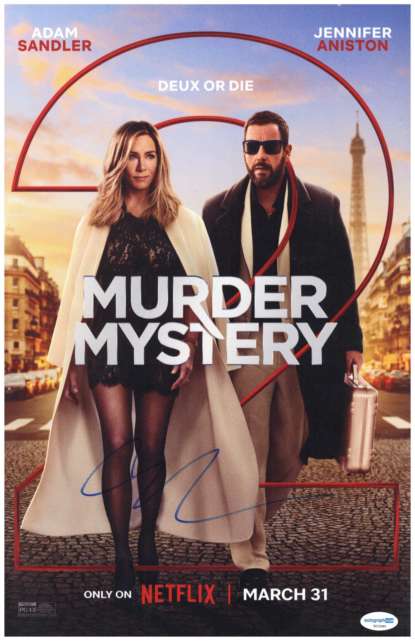 Adam Sandler Signed 11x17 Photo Murder Mystery Autographed JSA COA