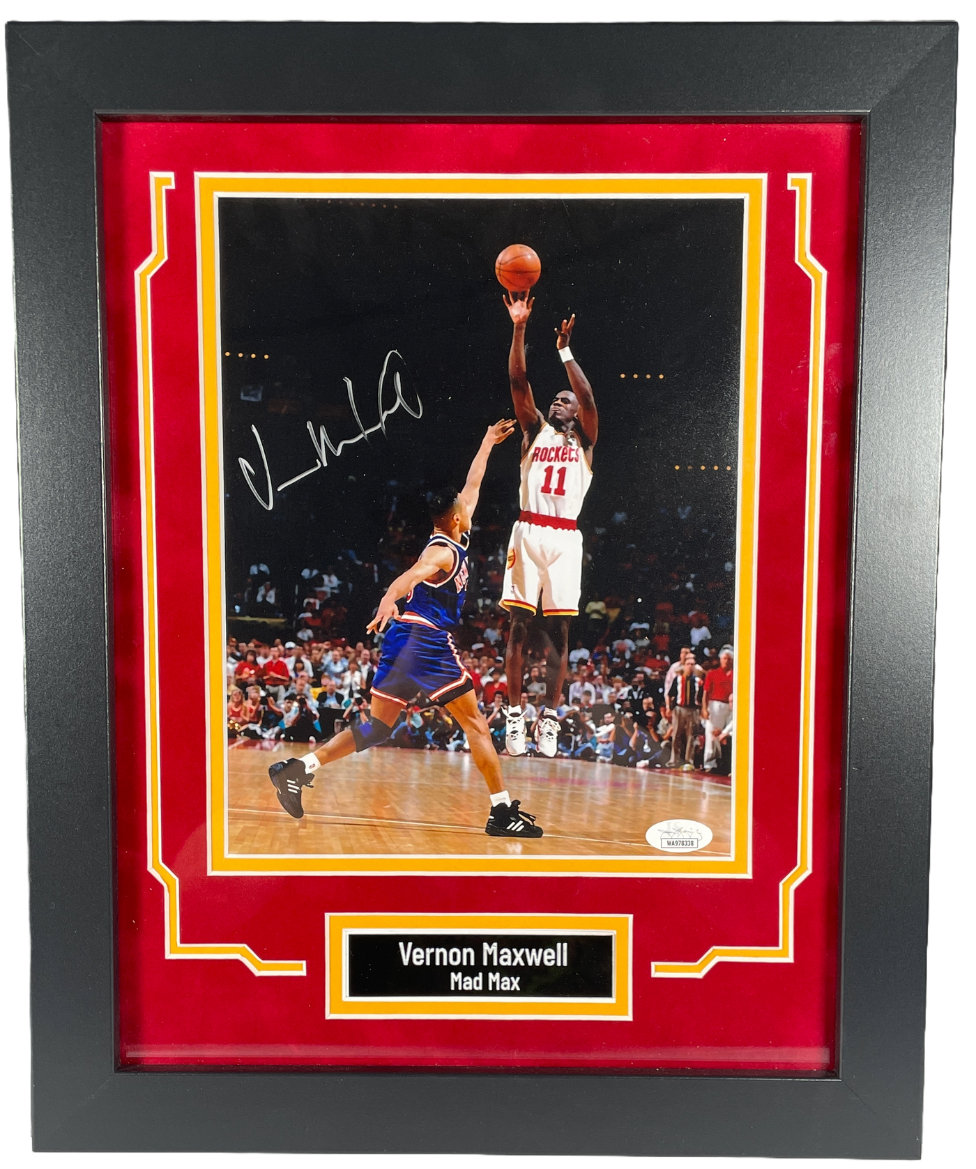 Vernon Maxwell Signed Custom Framed 8x10 Photo Houston Rockets Mad Max JSA COA