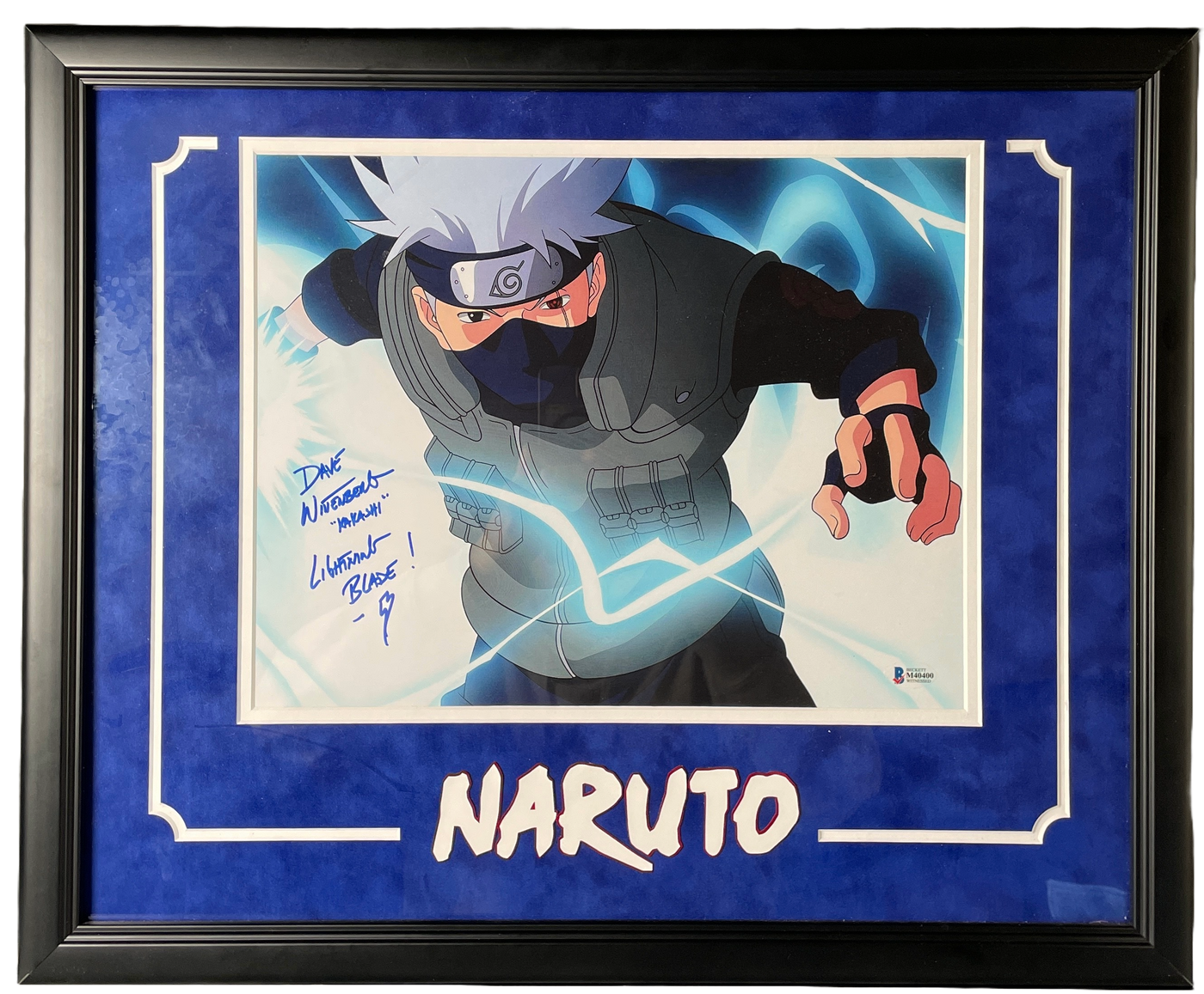 Dave Wittenberg Signed 11x14 Photo Custom Framed Naruto Shippuden Kakashi BAS