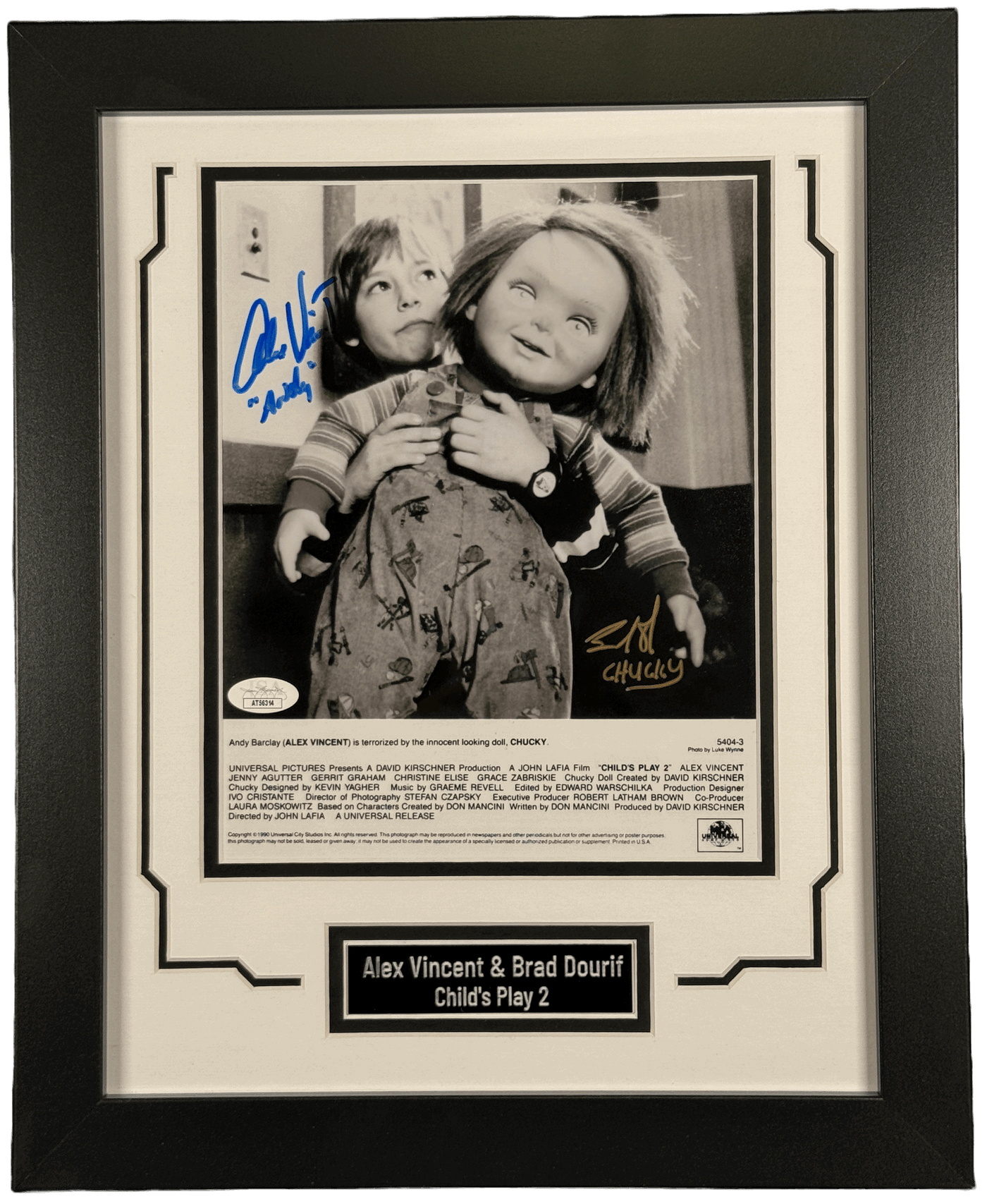 Alex Vincent Brad Dourif Signed 8x10 Photo Custom Framed Child's Play 2 JSA COA