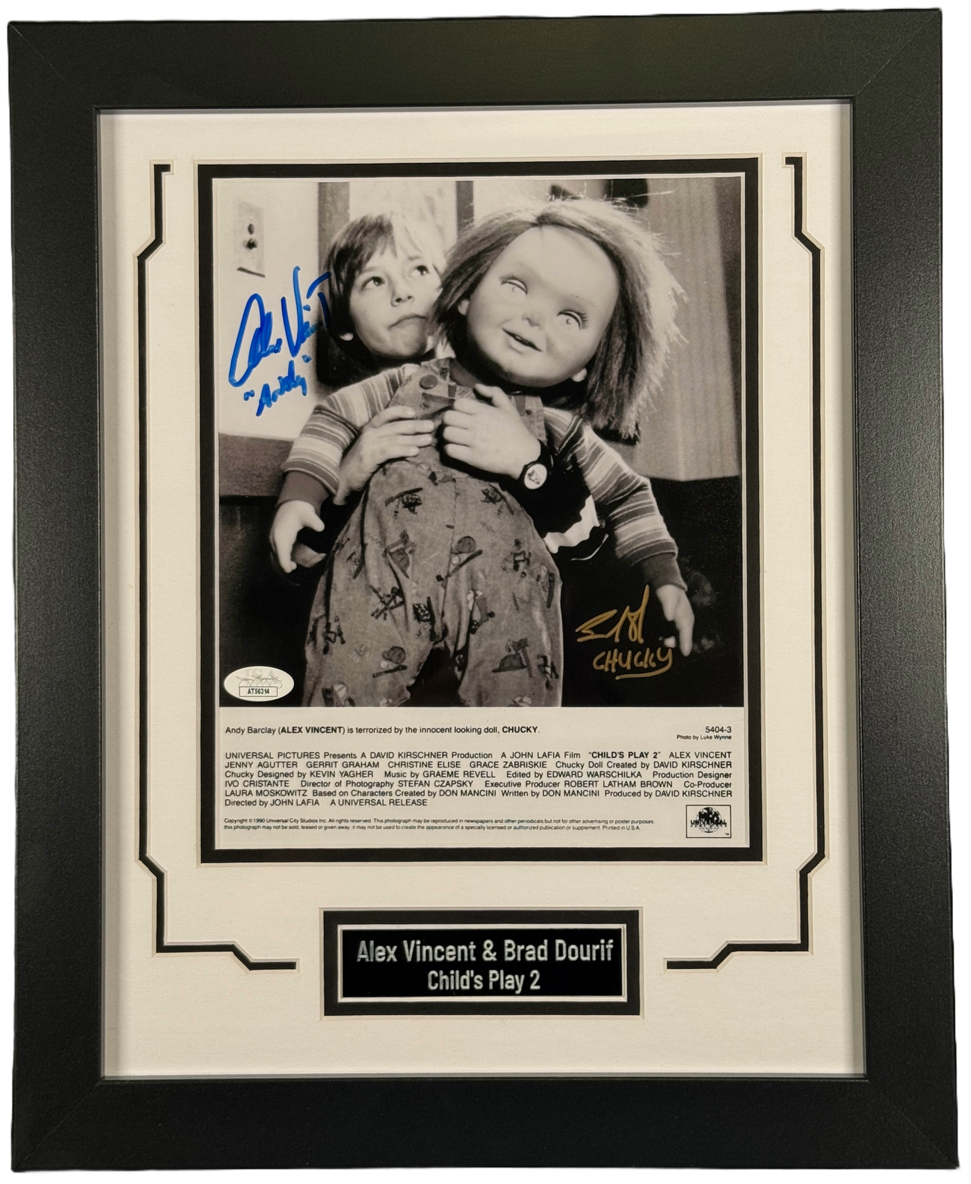 Alex Vincent Brad Dourif Signed 8x10 Photo Custom Framed Child's Play 2 JSA COA