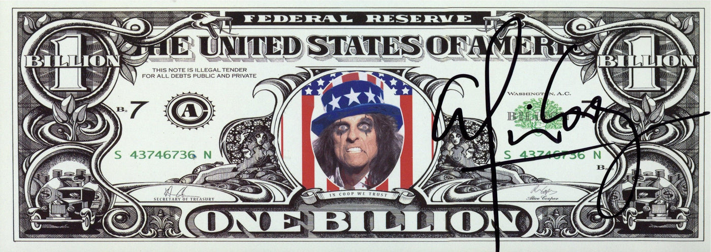 Alice Cooper Signed 3x7 Dollar Art Print Autographed JSA COA