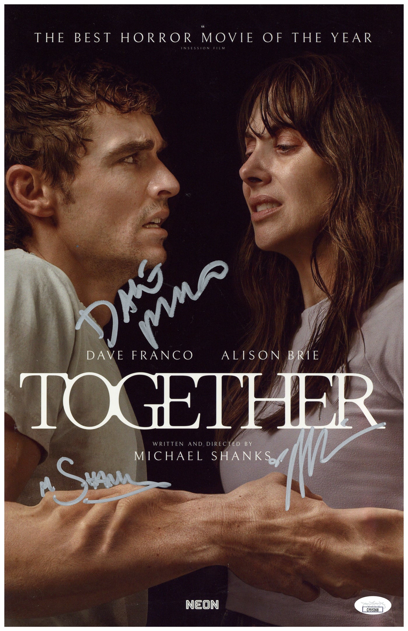 Alison Brie, Dave Franco & Director Signed 11x17 Photo Together Autographed JSA 3