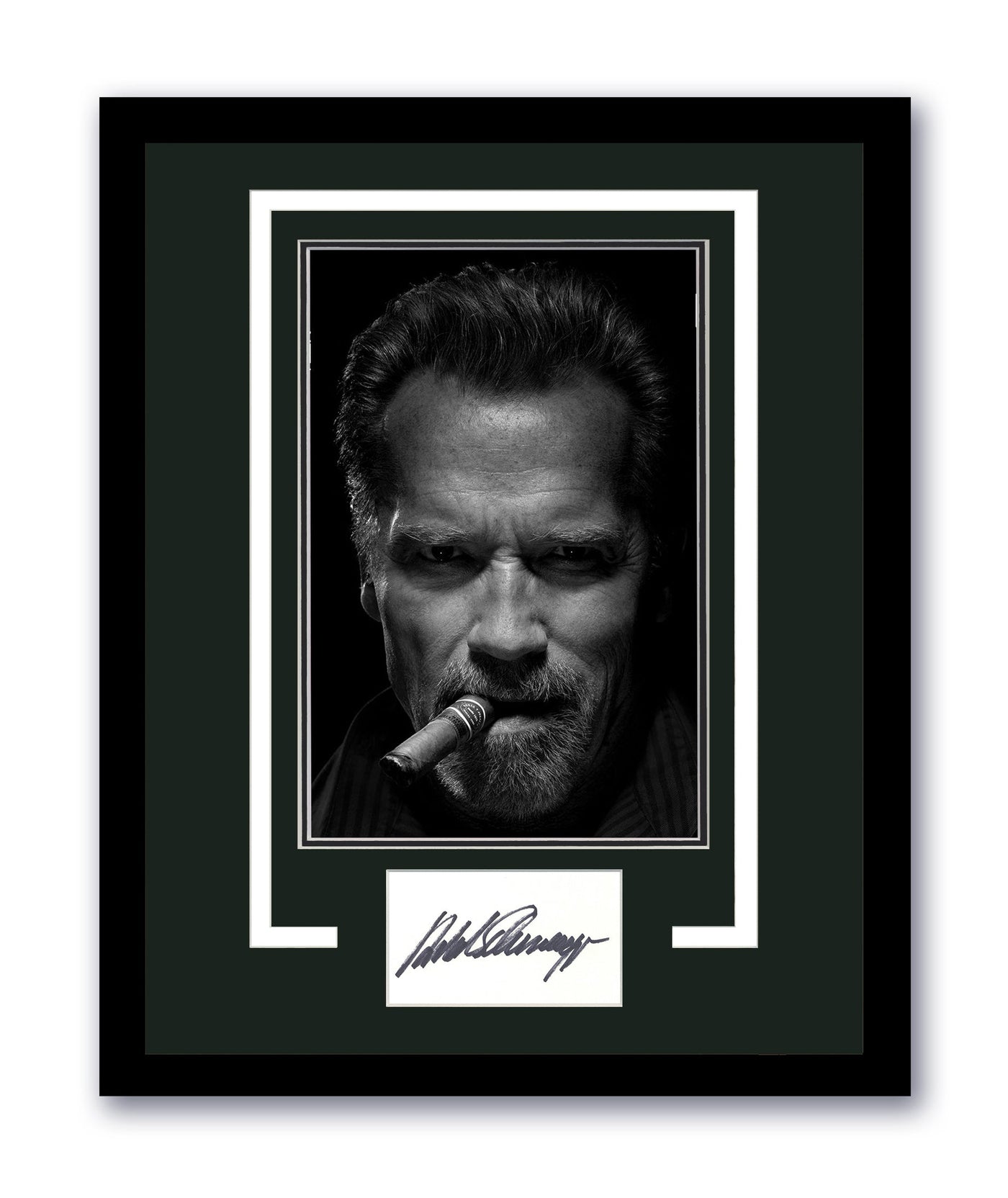 Arnold Schwarzenegger Signed Cut 11x14 Framed Cigar Autographed ACOA