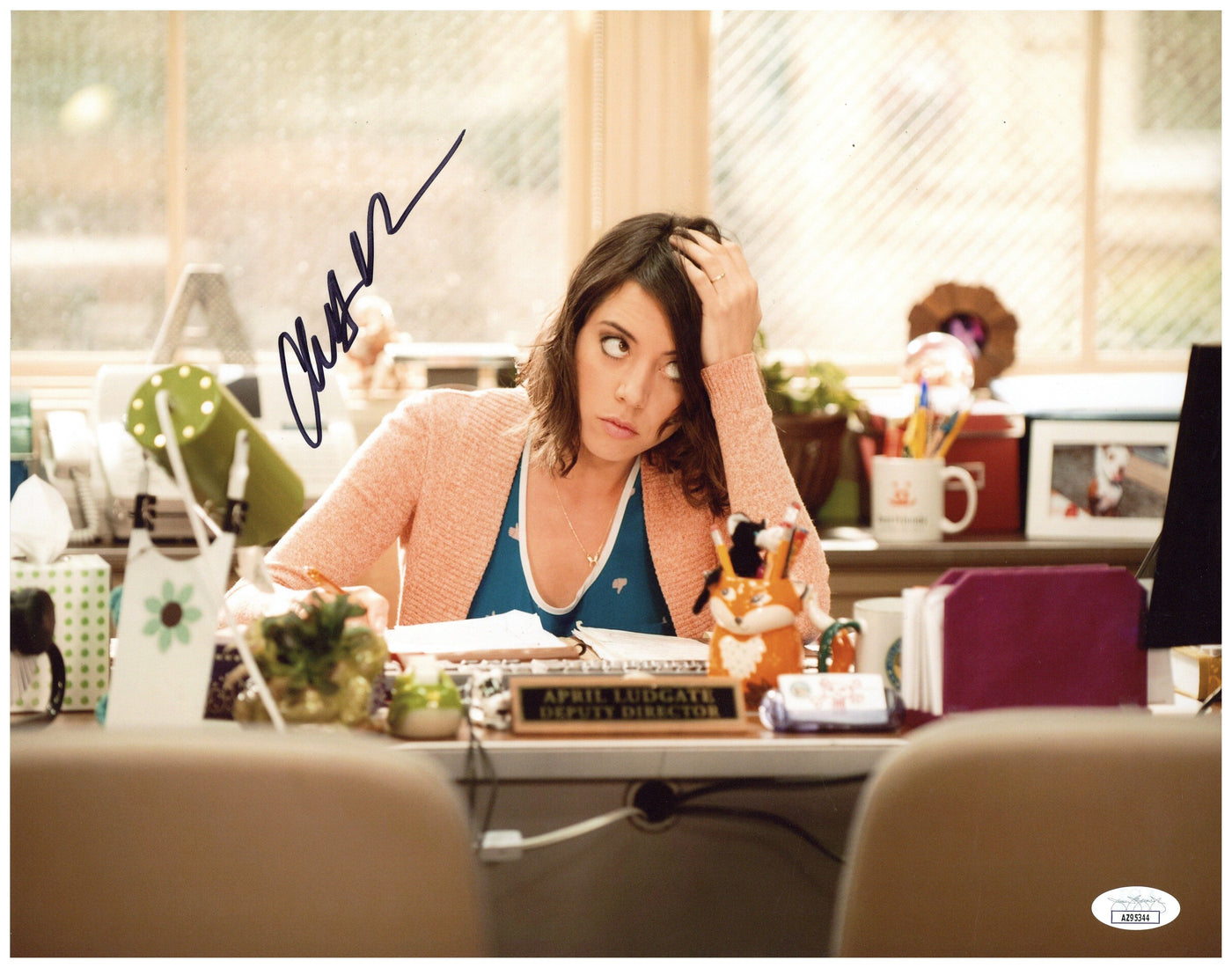 Aubrey Plaza Signed 11x14 Photograph Parks and Rec Authentic Autographed JSA COA 3