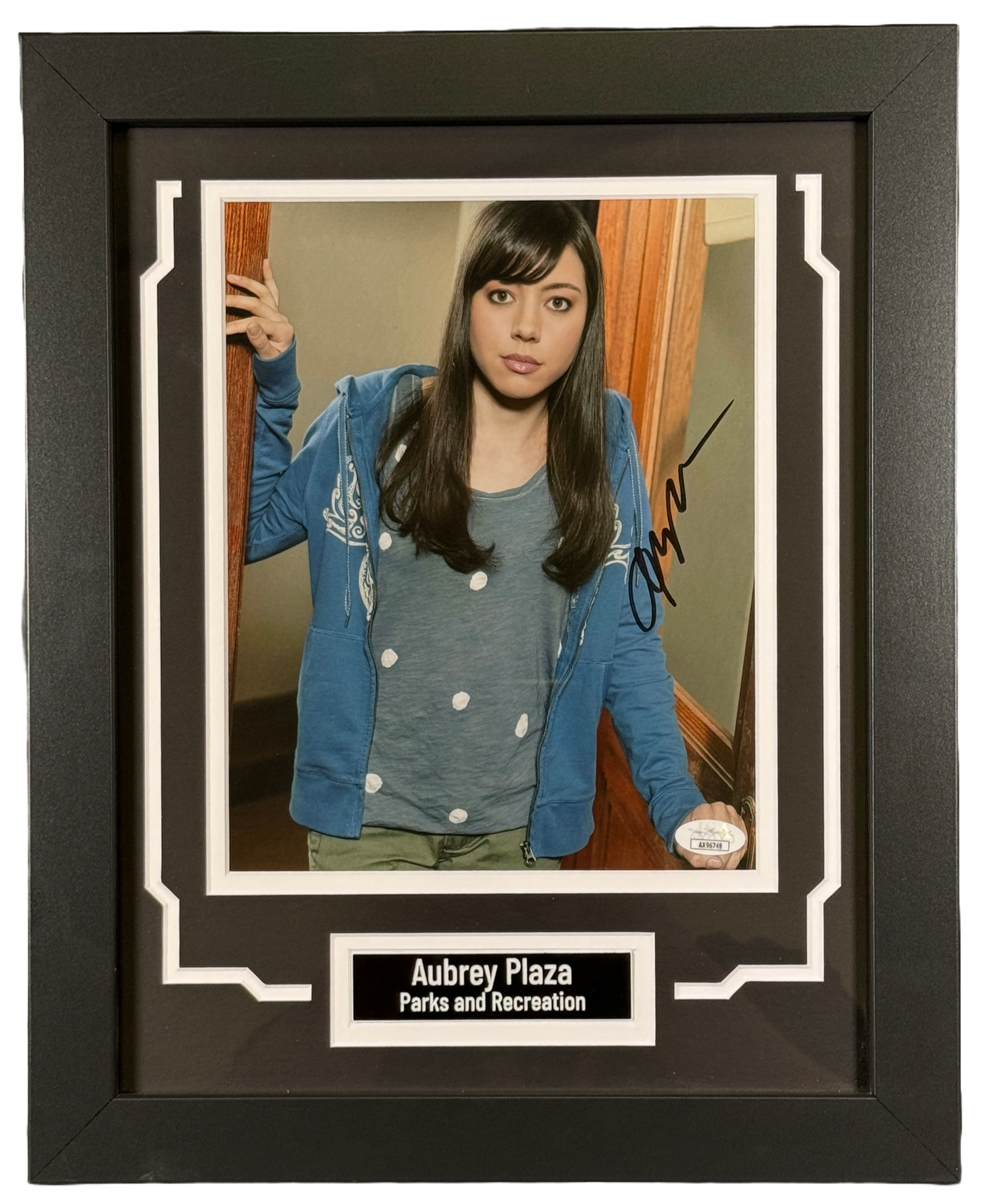 Aubrey Plaza Signed & Custom Framed 8x10 Photograph Parks and Recreation Autographed JSA COA