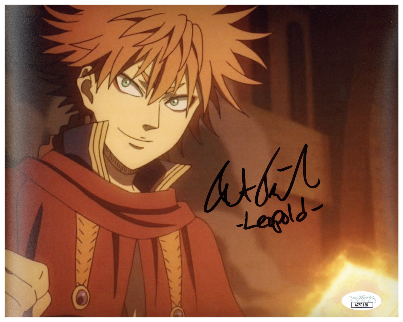 Austin Tindle Autograph 8x10 Photo Anime Black Clover Leopold Vermillion Signed JSA