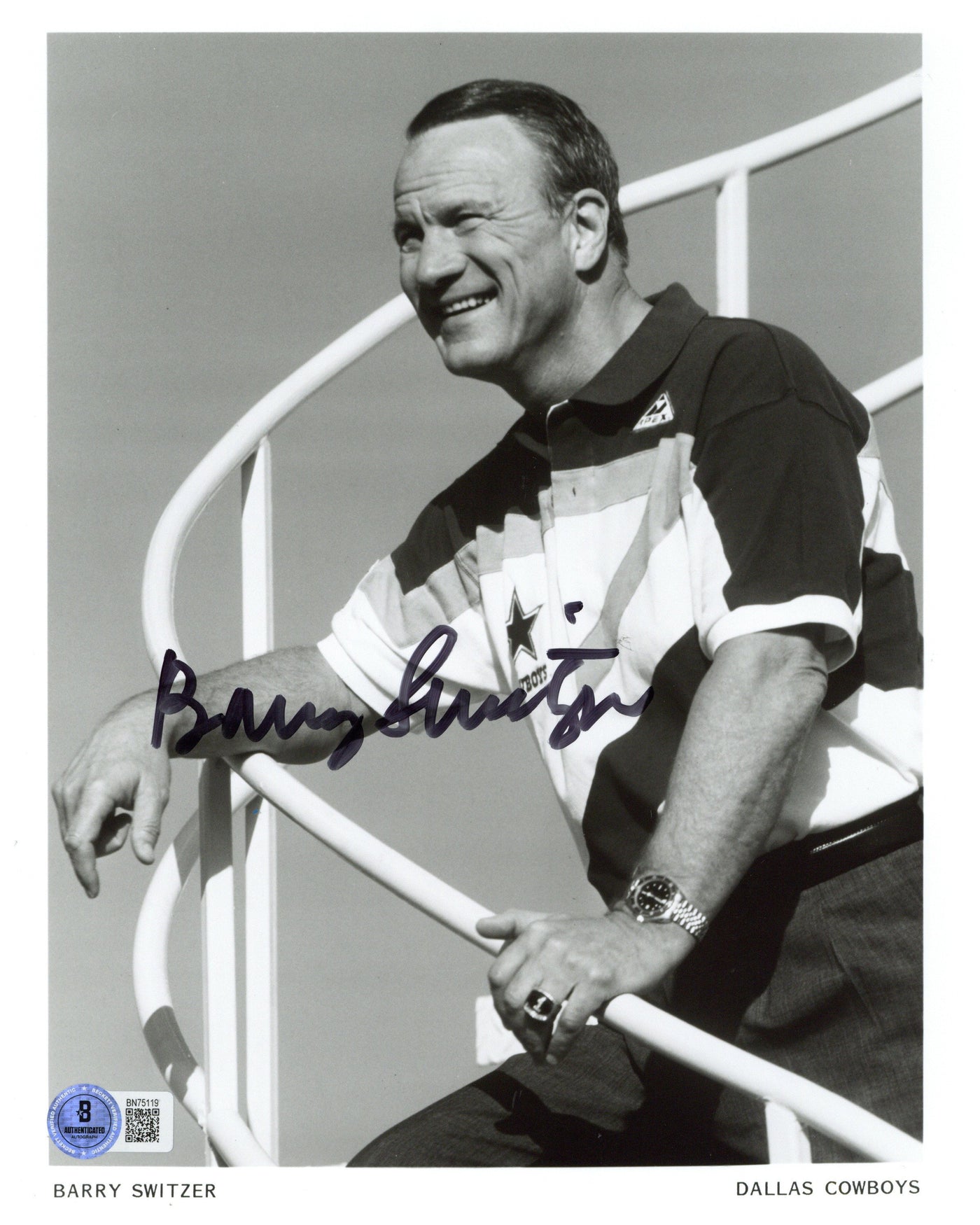 Barry Switzer Signed 8x10 Photo Dallas Cowboys Autographed JSA COA