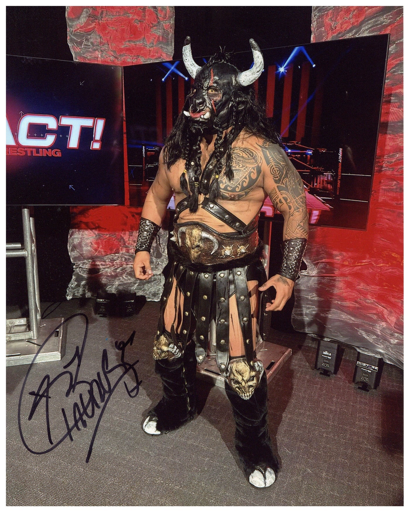 Beast Mortos Signed 8x10 Photo Black Taurus Wrestler Zobie COA 3