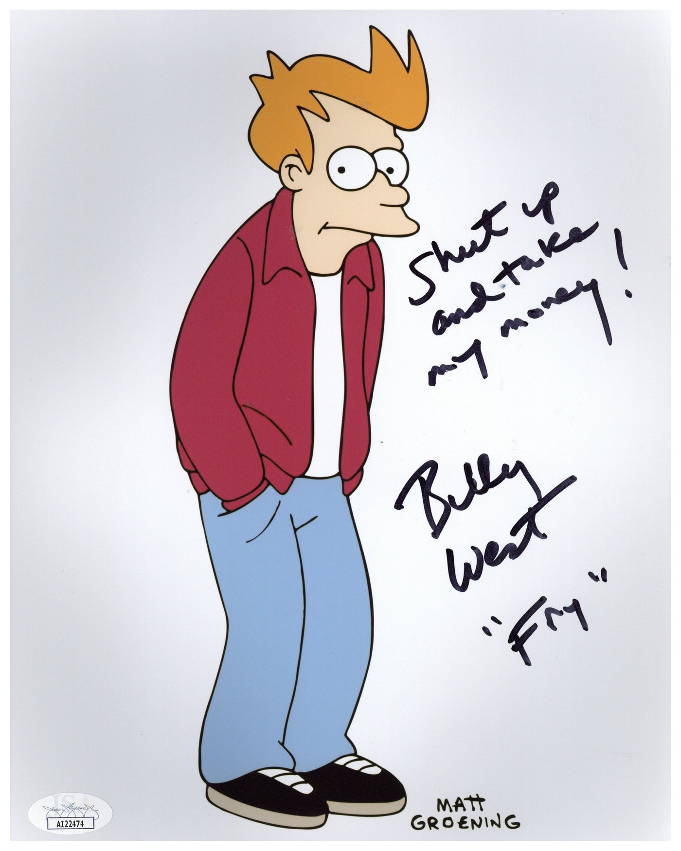 Billy West Signed 8x10 Photo Futurama Fry Autographed JSA COA
