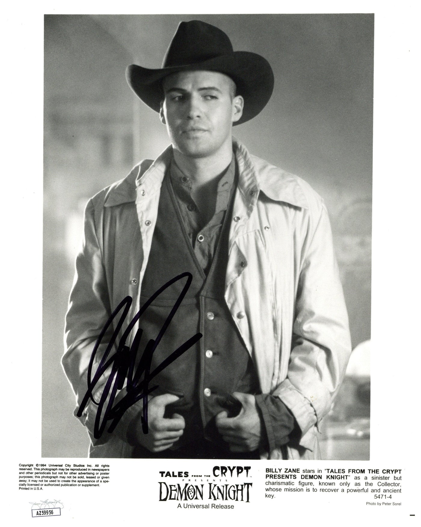 Billy Zane Signed 8x10 Photo Tale from the Crypt Demon Knight Autographed JSA COA