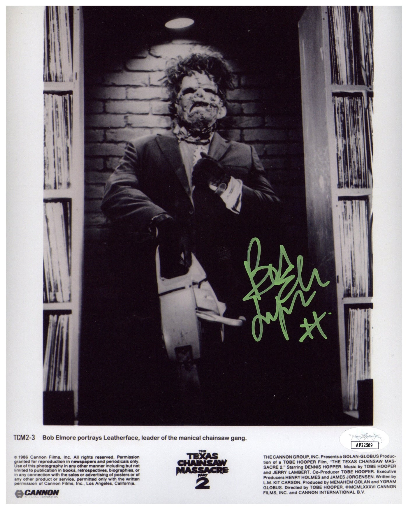 Bob Elmore Signed 8x10 Photo Texas Chainsaw Massacre Leatherface Autographed JSA