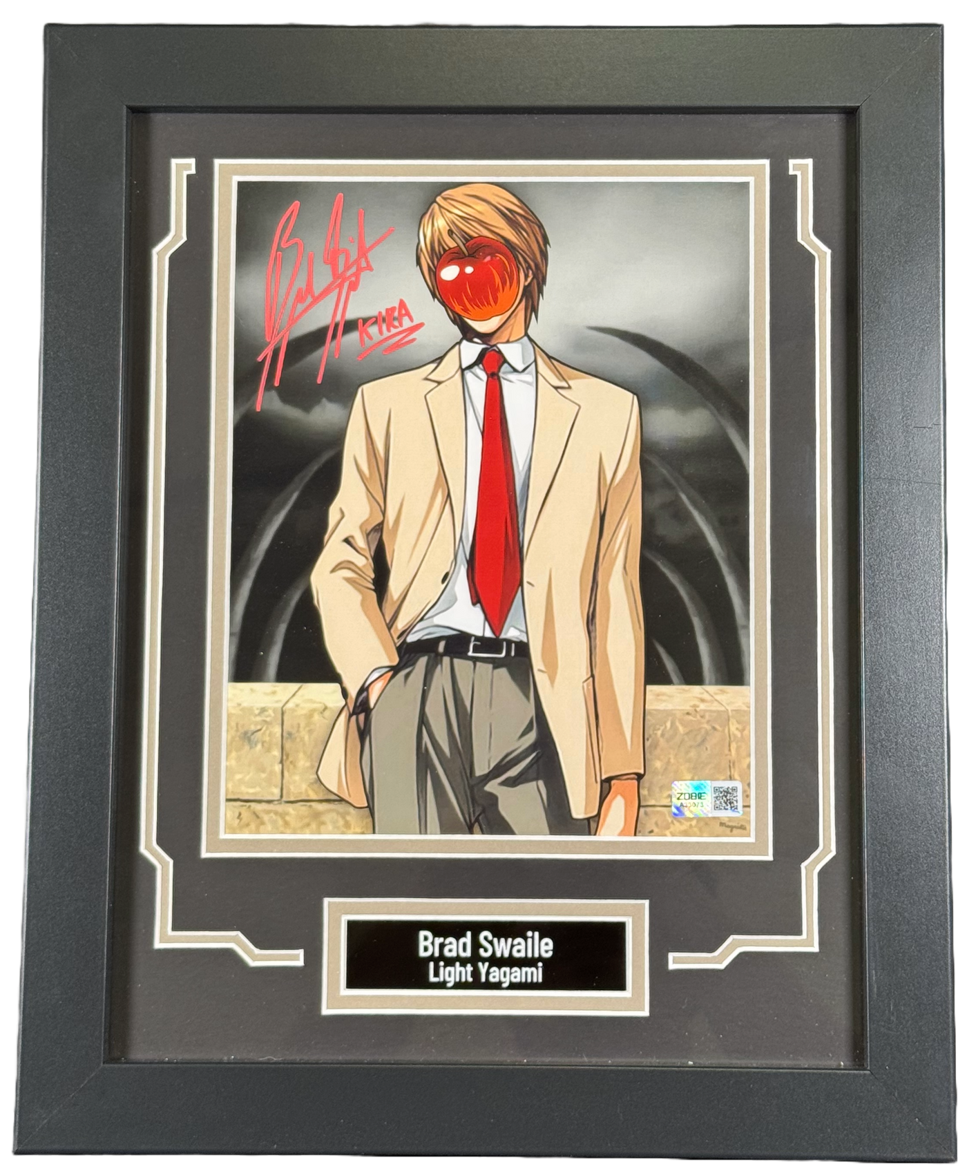 Brad Swaile Signed Custom Framed 8x10 Photo Death Note Light Kira JSA COA