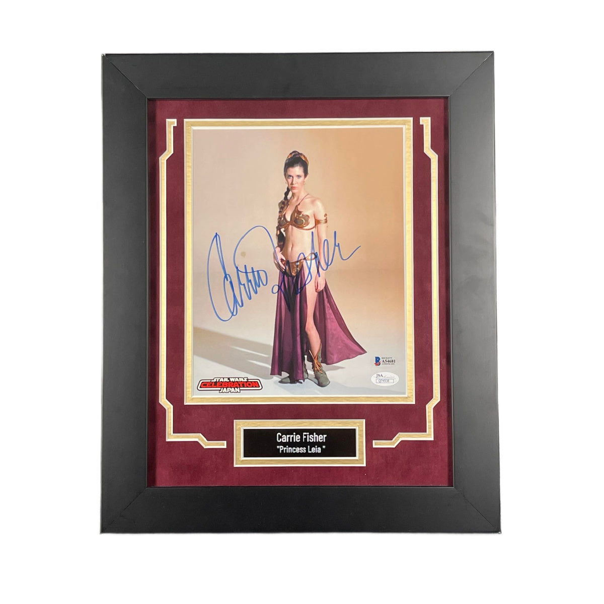 Carrie Fisher Signed 8x10 Photo Framed Star Wars Princess Leia Autographed JSA BAS