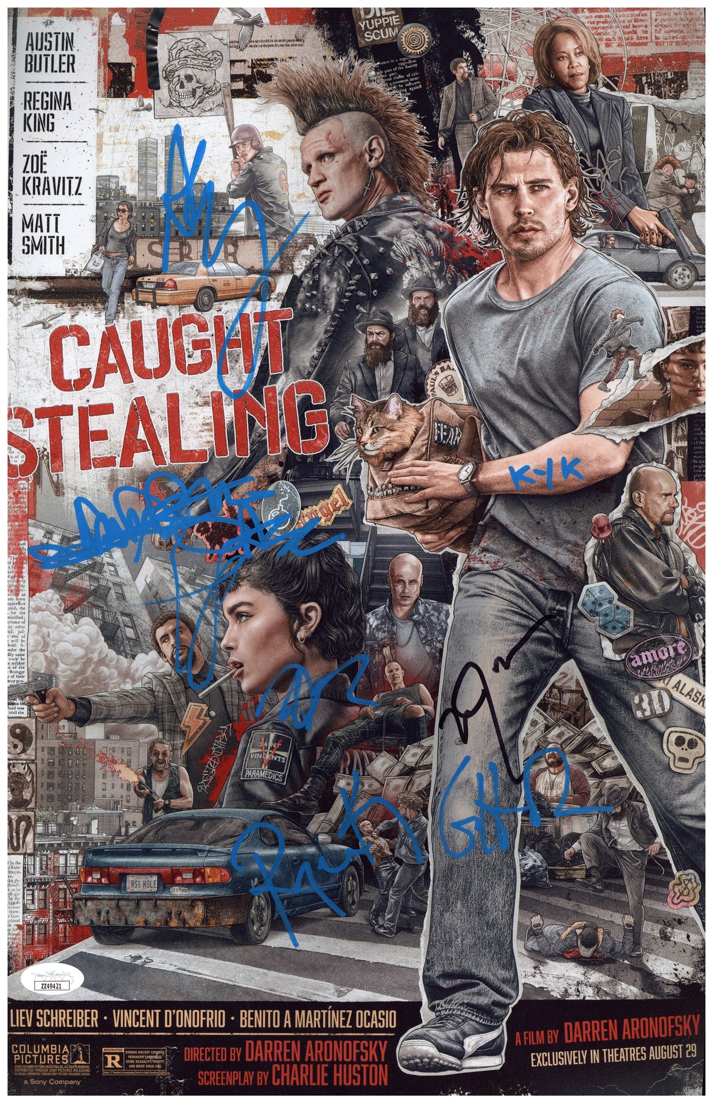 Caught Stealing Signed 11x17 Photo Cast Autographed JSA COA 2