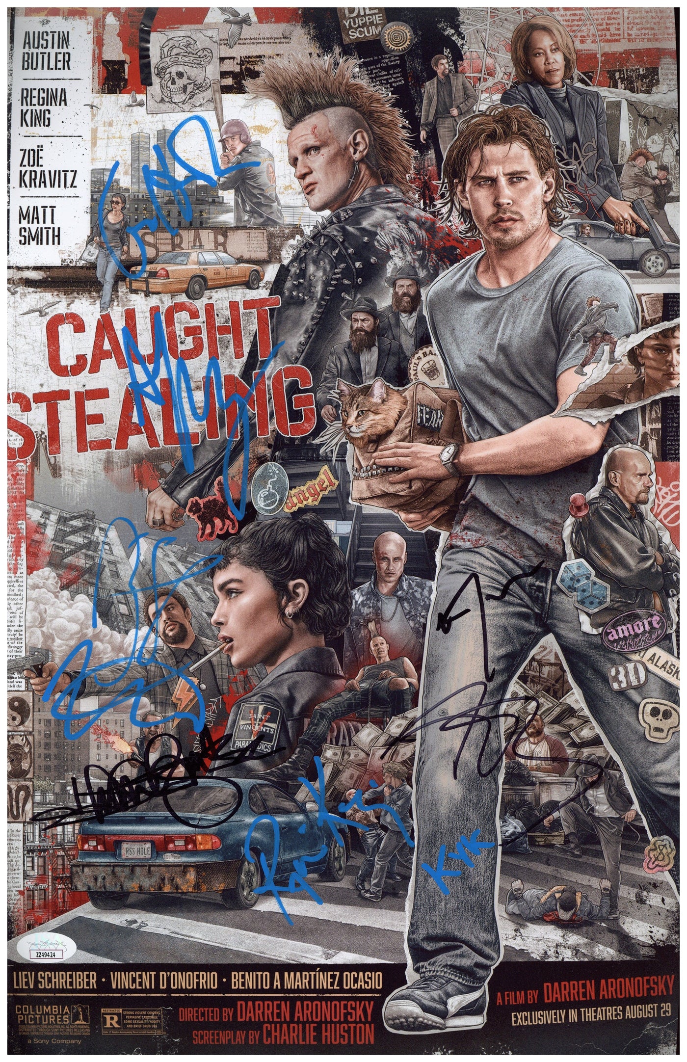 Caught Stealing Signed 11x17 Photo Cast Autographed JSA COA