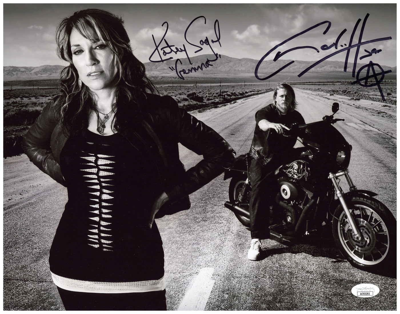 Charlie Hunnam & Katey Sagal Autographed 11X14 Photo Sons of Anarchy SIGNED JSA 2