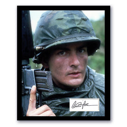 Image of Charlie Sheen Signed Cut 11x14 Custom Framed Platoon Autographed JSA COA