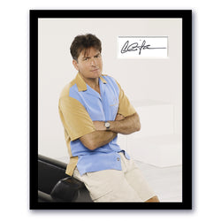 Image of Charlie Sheen Signed Cut 11x14 Custom Framed Two and a Half Men Autographed JSA