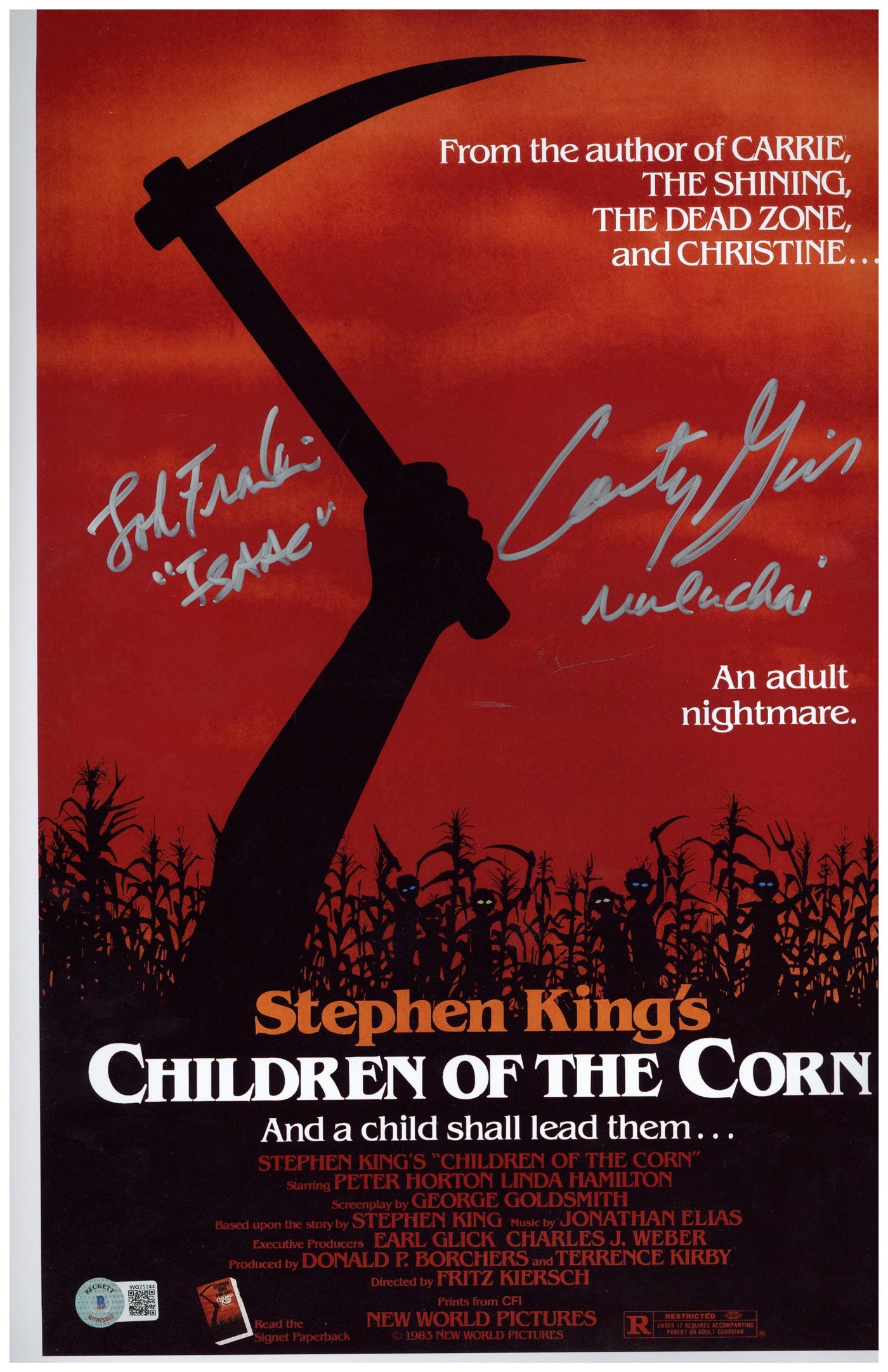 Children of the Corn Signed 12x18 Poster John Franklin & Courtney Gains Autographed BAS