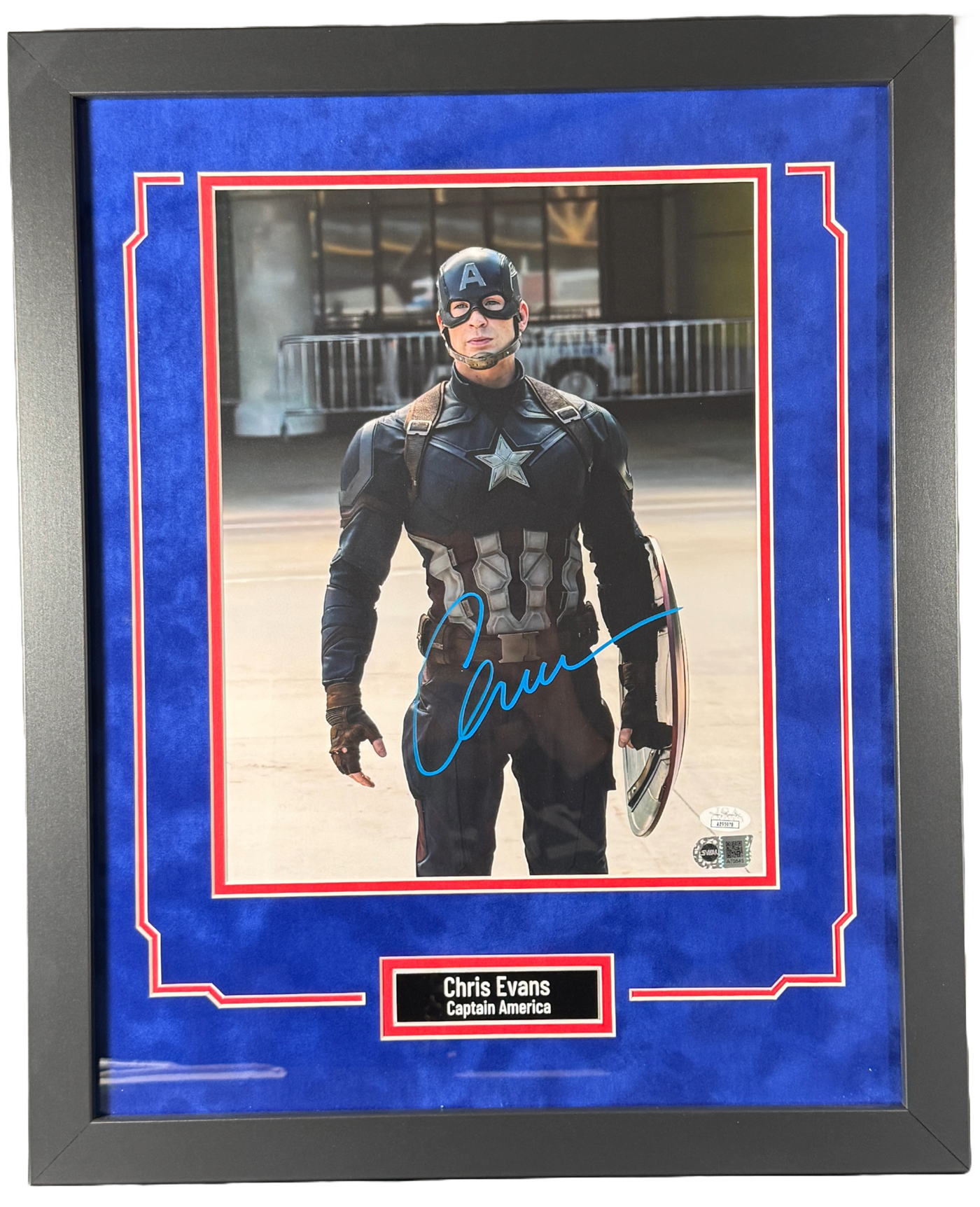 Chris Evans Signed Custom Framed Marvel Captain America 11x14 Photo JSA COA