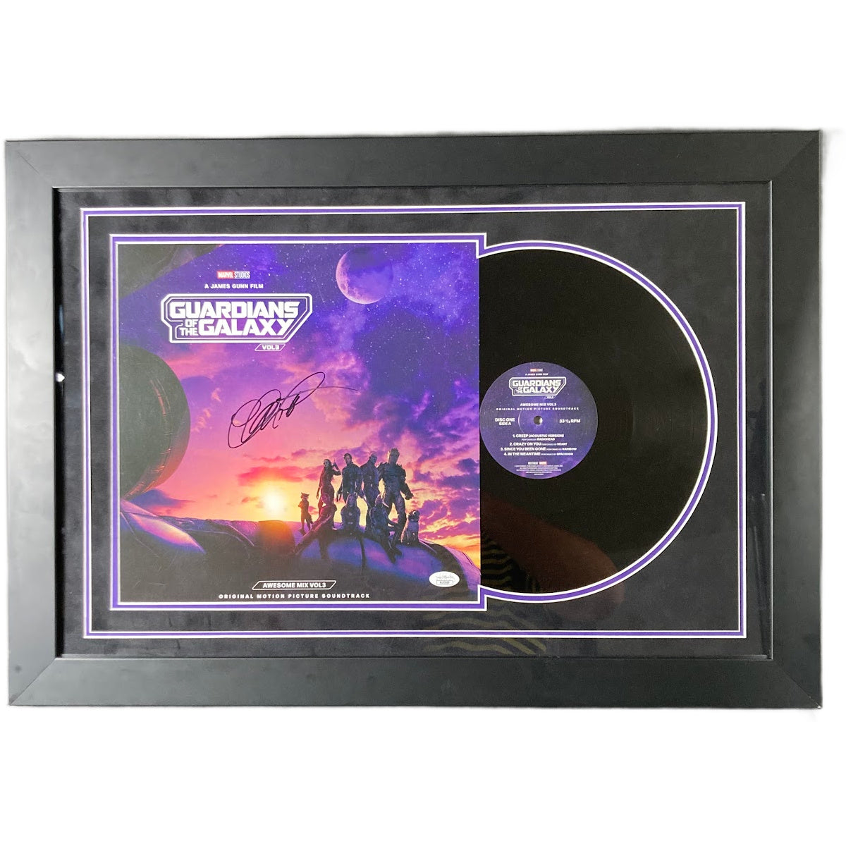 Chris Pratt Signed Guardians of the Galaxy Vol. 3 Vinyl Custom Framed JSA COA