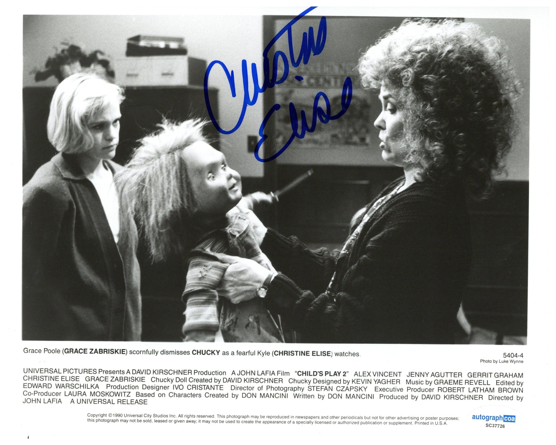 Christine Elise Signed 8x10 Photo Child's Play 2 Autographed ACOA