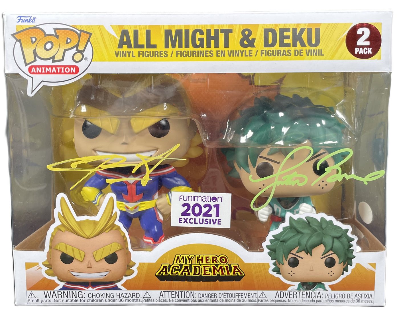 Christopher Sabat & Justin Briner Signed Funko Pop My Hero All Might & Deku JSA