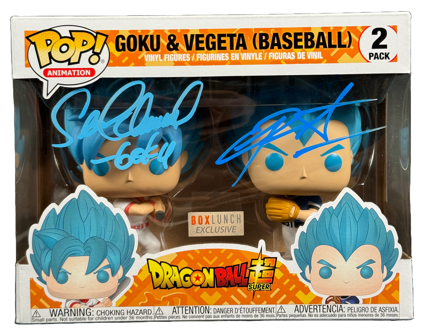 Christopher Sabat & Sean Schemmel Signed Goku & Vegeta Funko Pop JSA COA