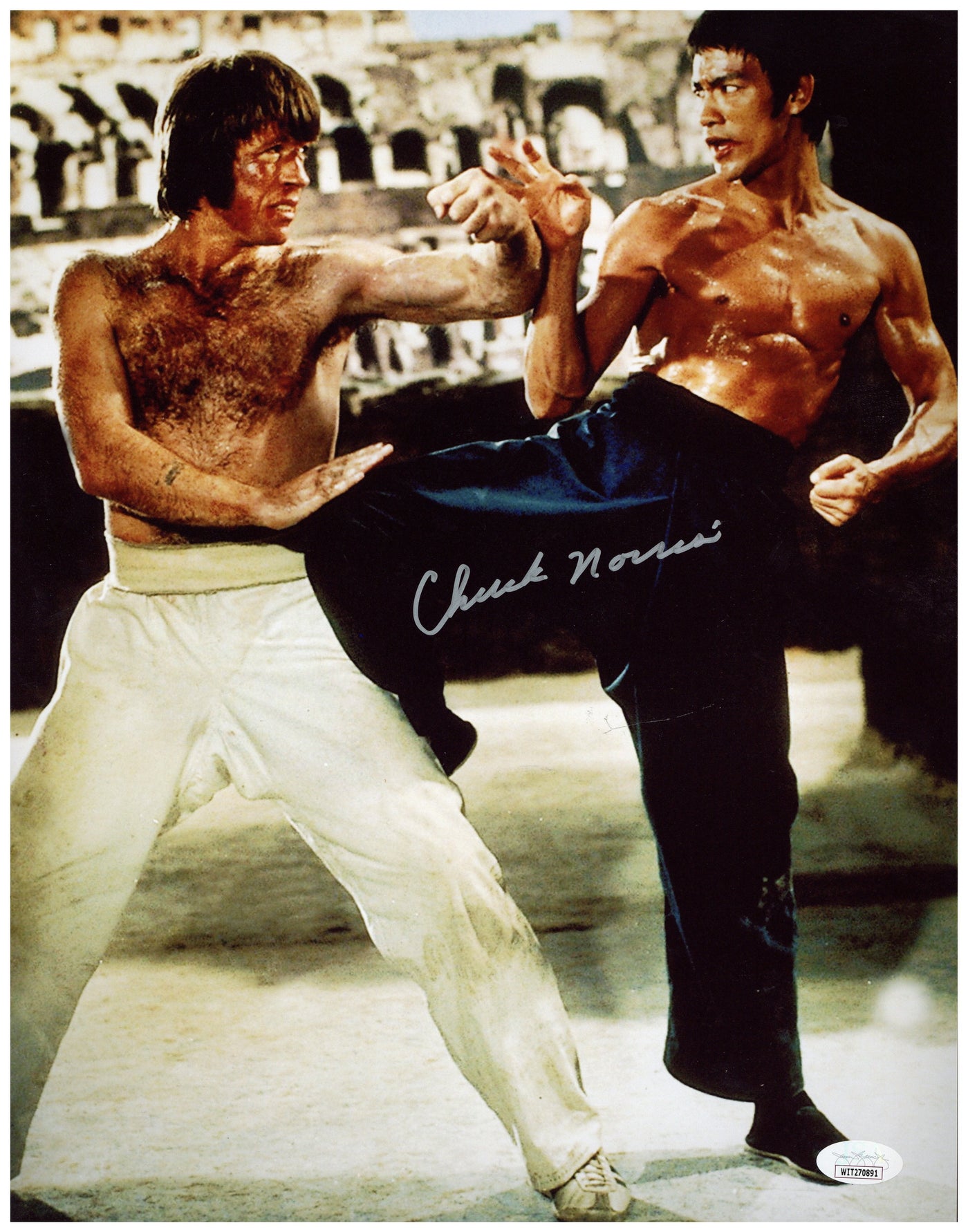 Chuck Norris Signed 11x14 Photo Return of the Dragon Bruce Lee Autographed JSA COA