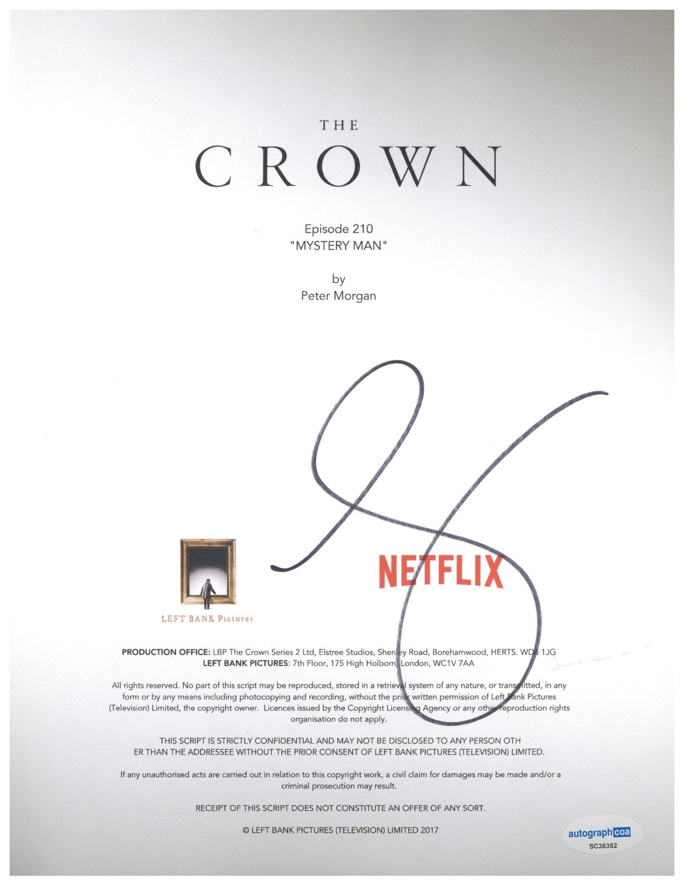 Claire Foy Signed Script Cover The Crown Autographed JSA COA