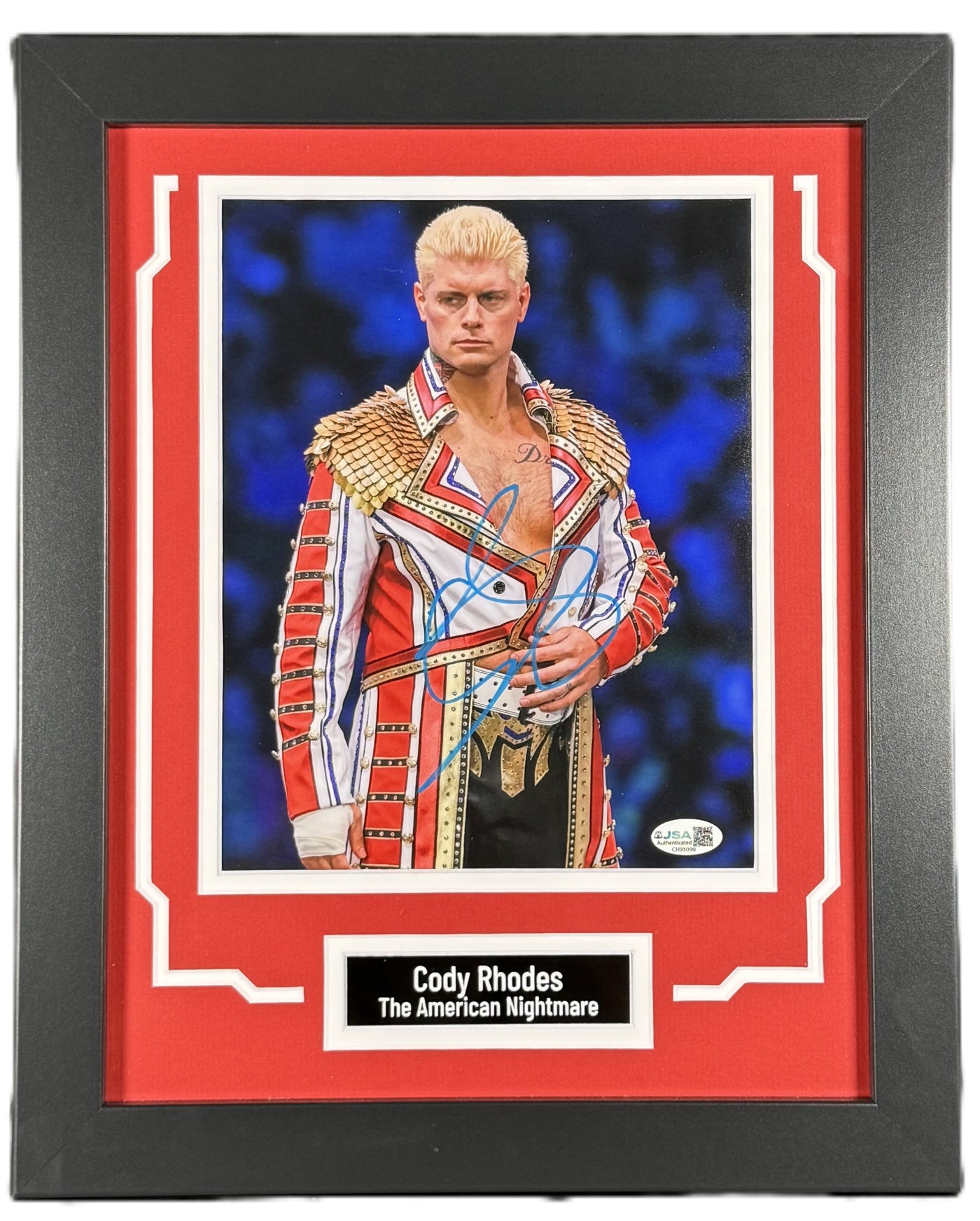 Cody Rhodes Signed Custom Framed 8X10 Photo WWE Champion Autographed JSA COA