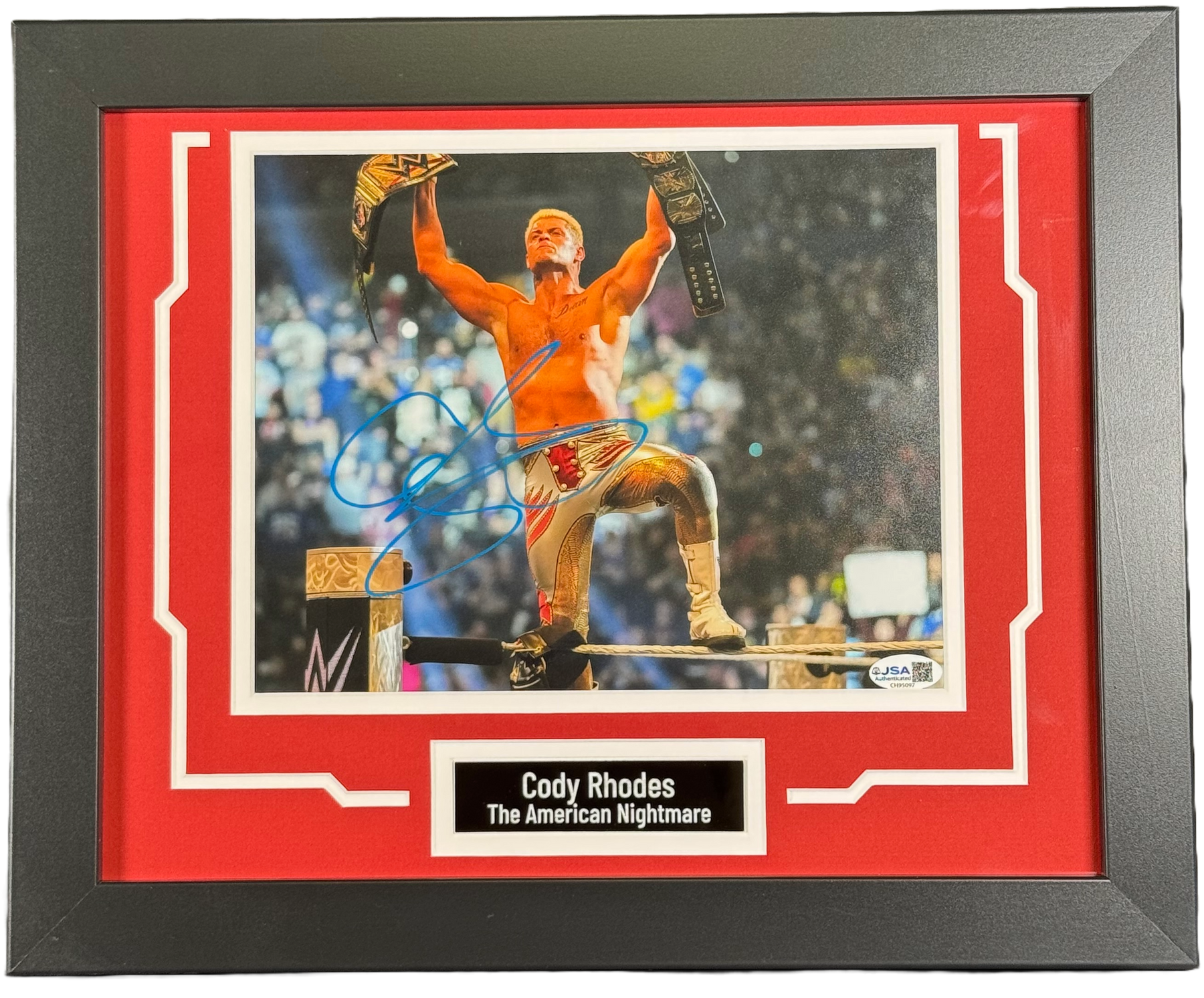 Cody Rhodes Signed Custom Framed 8X10 Photo WWE Champion JSA COA ...