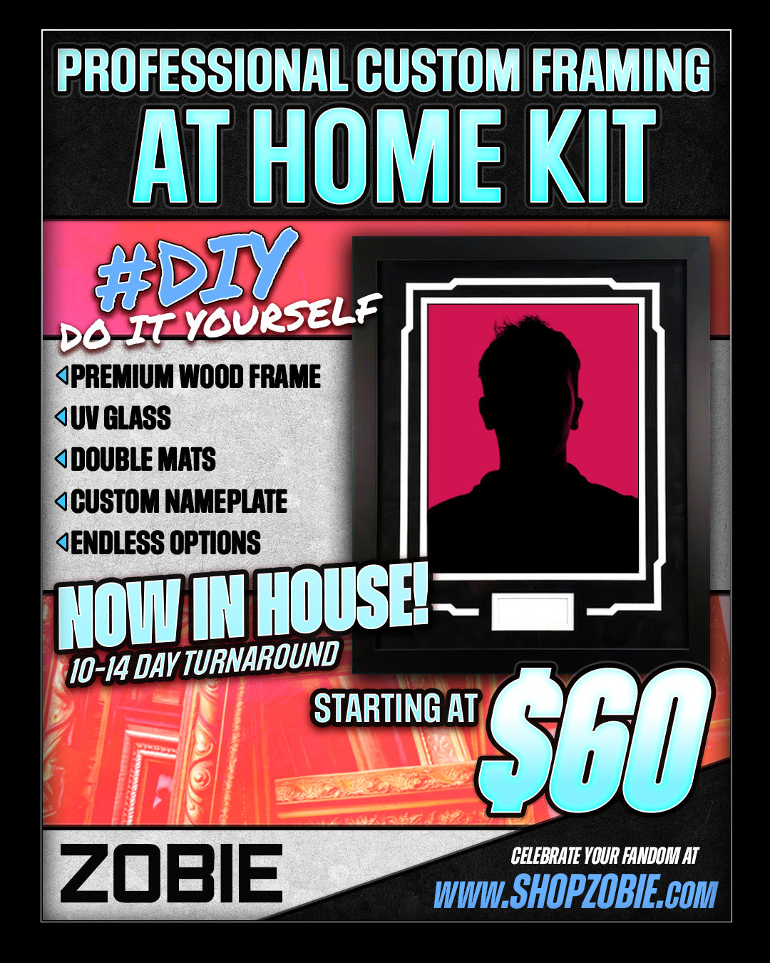 Zobie Professional Custom Framing Service - At-Home Framing Kit