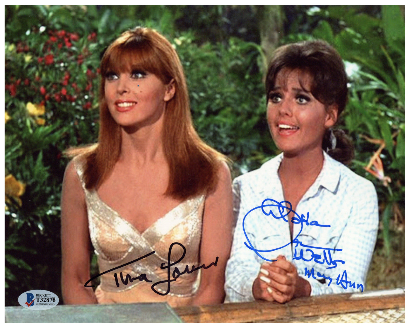 DAWN WELLS AND TINA LOUISE Signed 8x10 Photo Gilligan's Island Autographed BAS COA