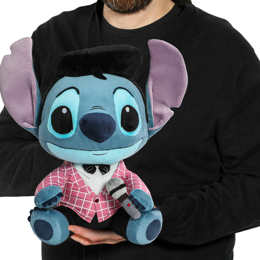 DISNEY STITCH PINK CHECKERED ELVIS HUGME PLUSH WITH SHAKE ACTION (Pre-Order)