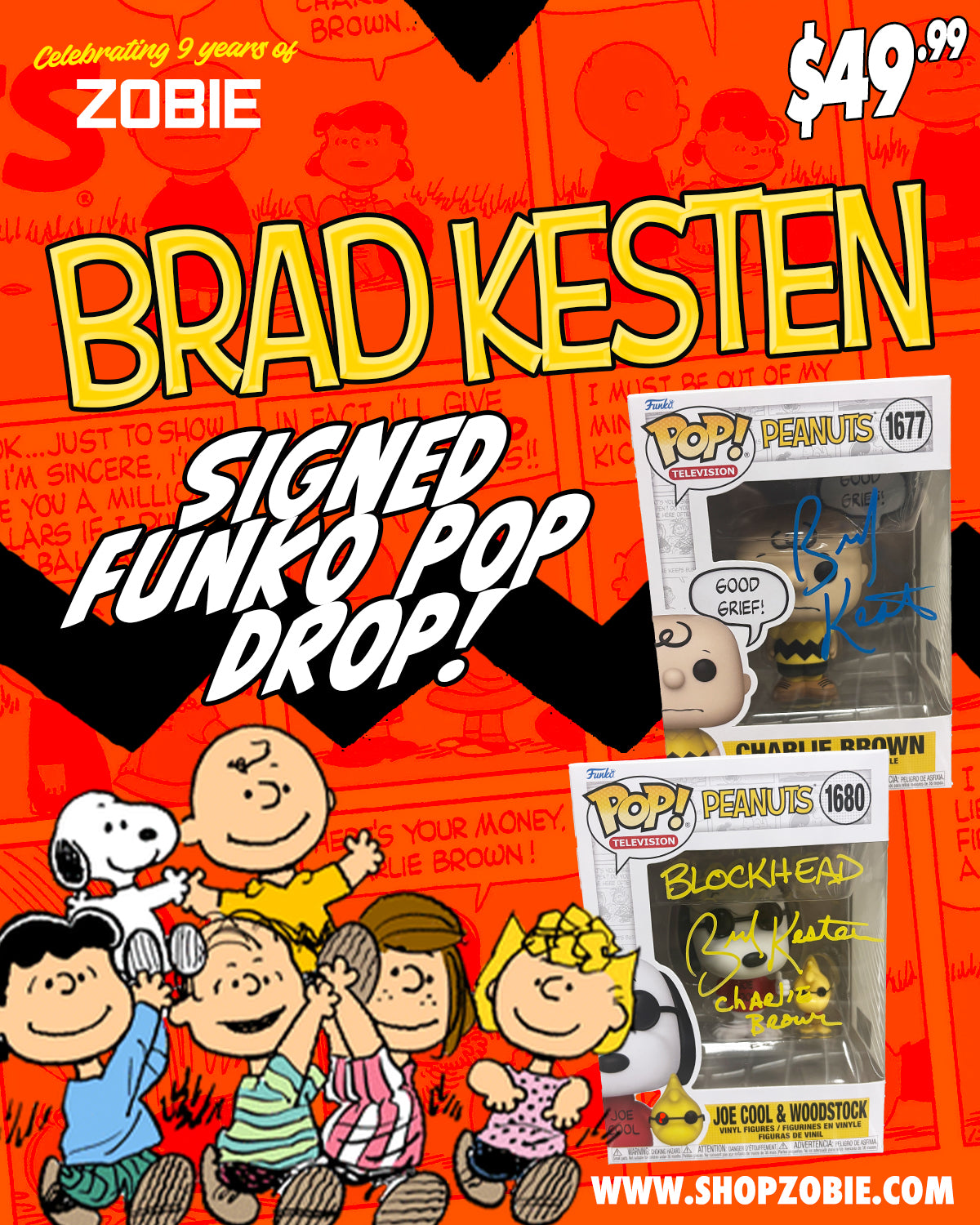 SPECIAL Brad Kesten Signed Charlie Brown Funko Pop Drop
