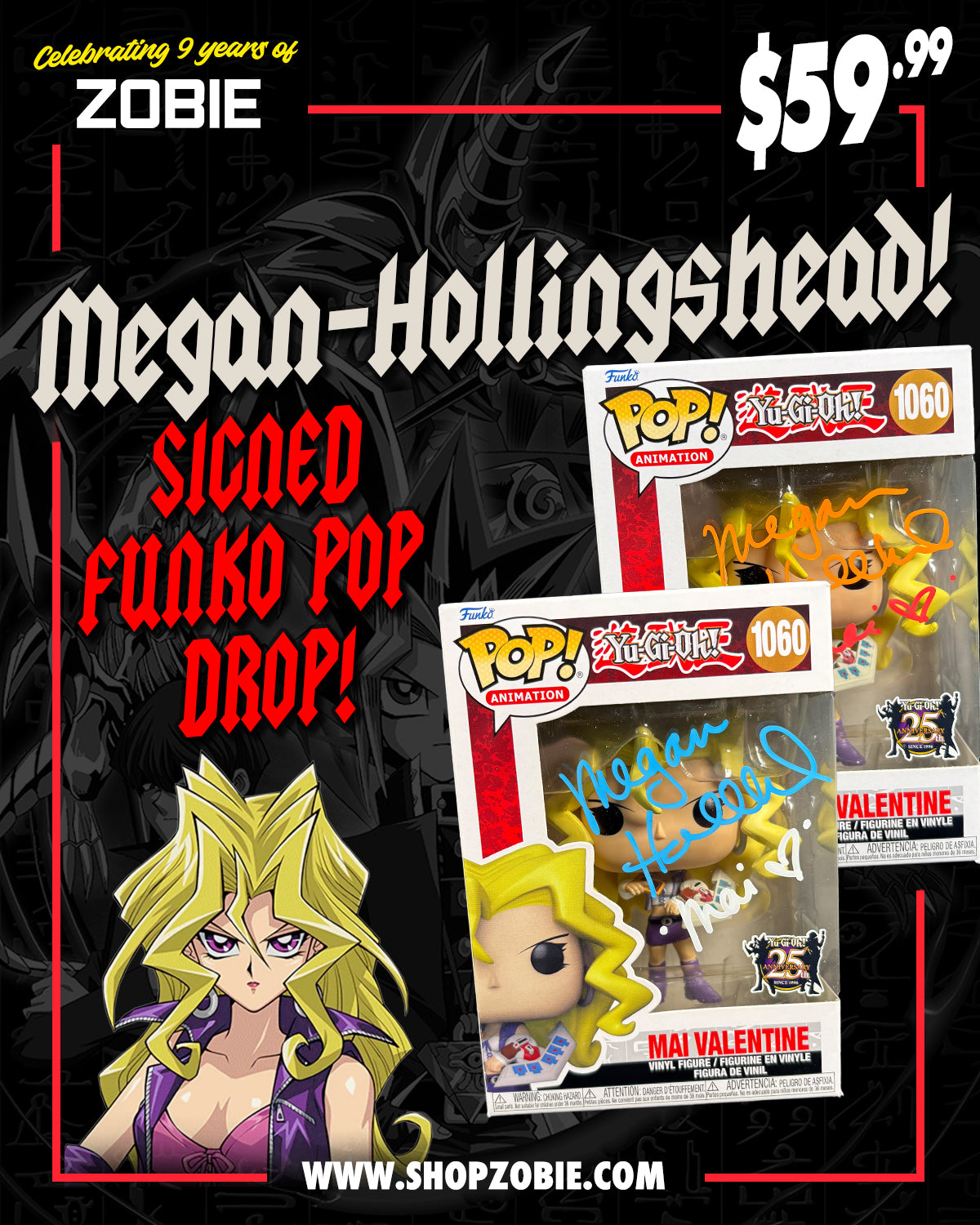 SPECIAL Megan Hollingshead Signed Yu-Gi-Oh Mai Funko Pop Drop
