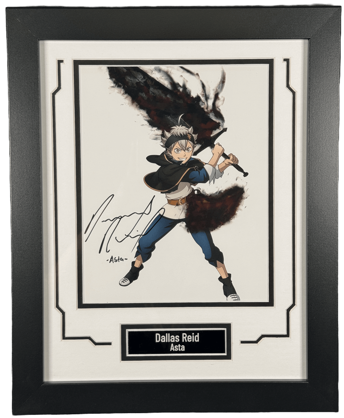 Dallas Reid Signed 8x10 Custom Framed Photo Asta Black Clover Zobie COA