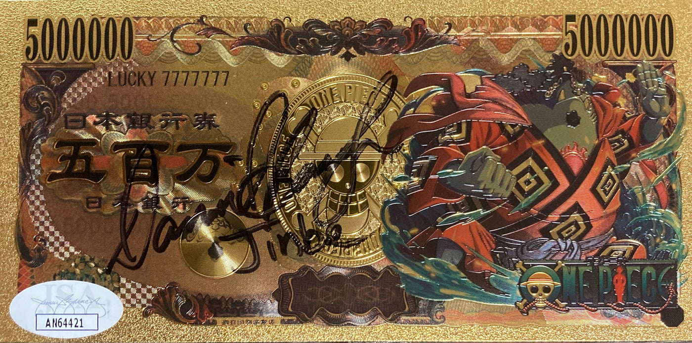 Daniel Baugh Signed Gold Coated Prop Banknote One Piece Jinbe Autographed JSA