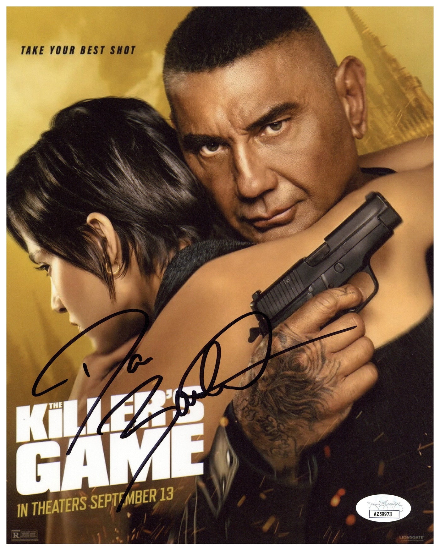 Dave Bautista Signed 8x10 Photograph The Killer's Game Autographed JSA