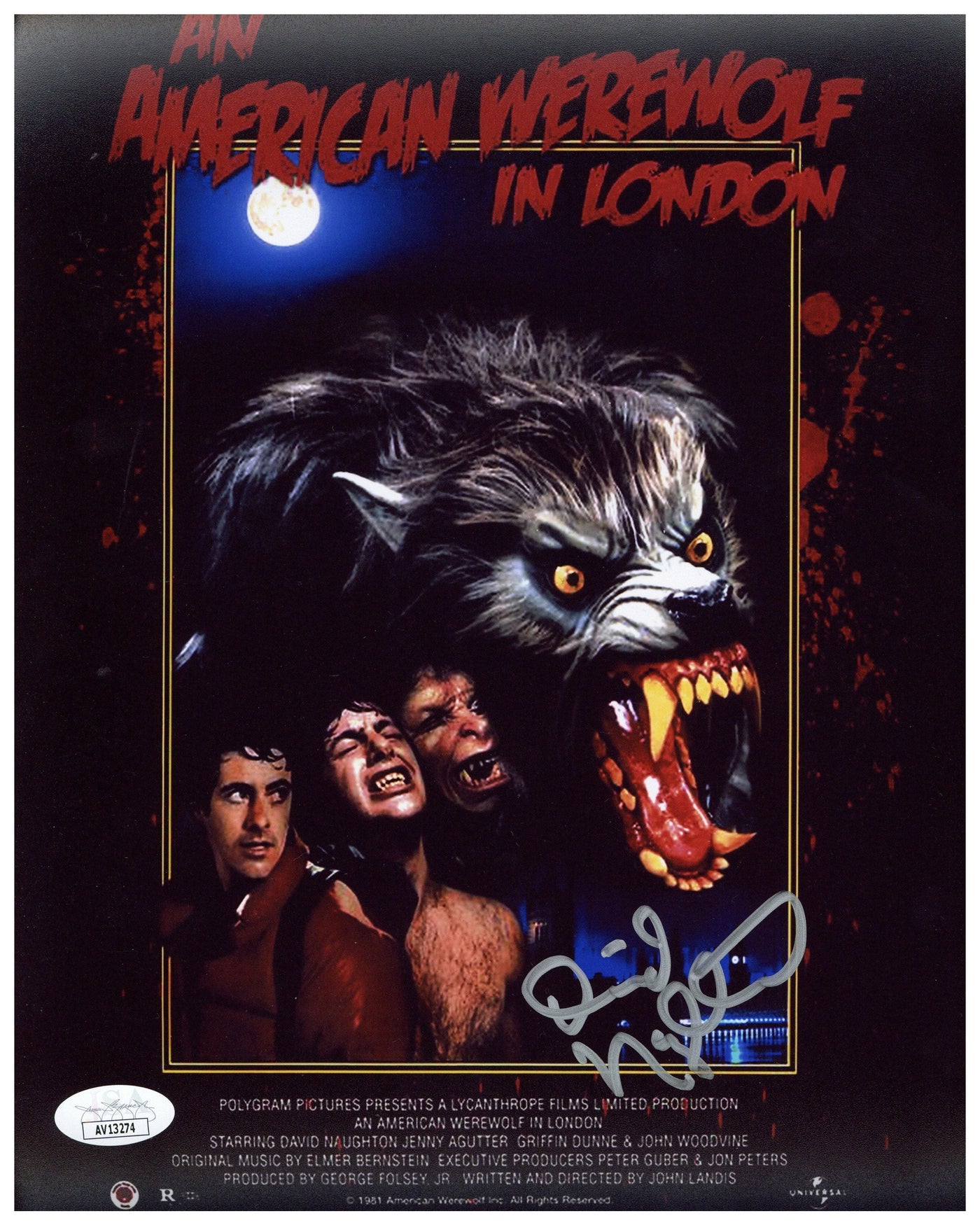 David Naughton Signed 8x10 Photo An American Werewolf in London Autographed JSA